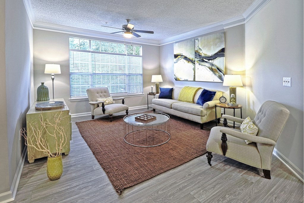 Model Living room at Parc at Perimeter, Atlanta