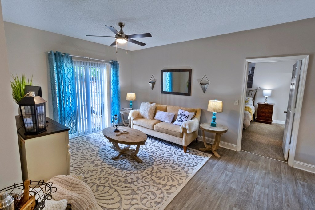 model living room at Lullwater at Calumet, Newnan