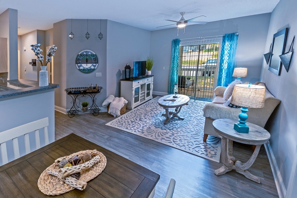 model overview of living room at Lullwater at Calumet, Newnan