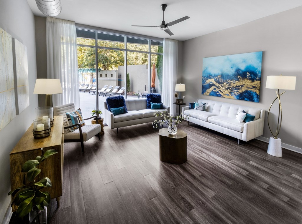 Living room at Mariposa Lofts, Atlanta, GA