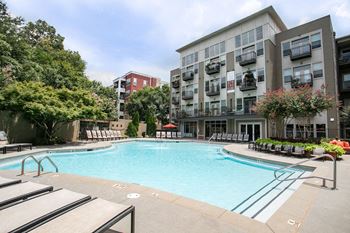 Pool view at Mariposa Lofts, Georgia