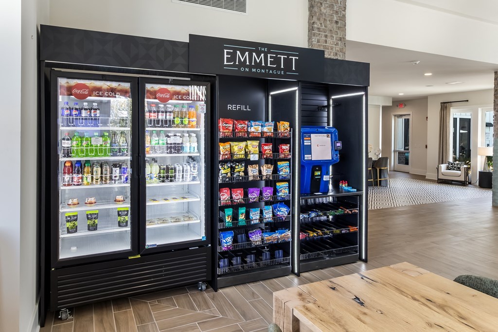 the store has a large variety of beverages and a vending machine