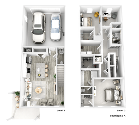 a floor plan of a house and a car in a garage