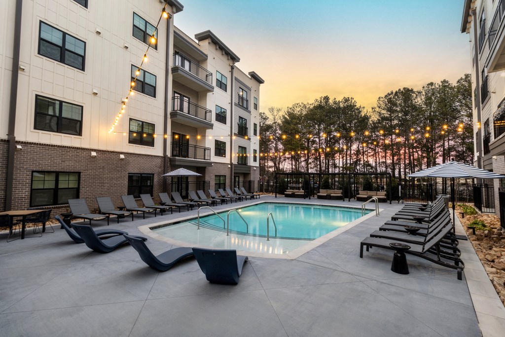 our apartments have a resort style pool with lounge chairs