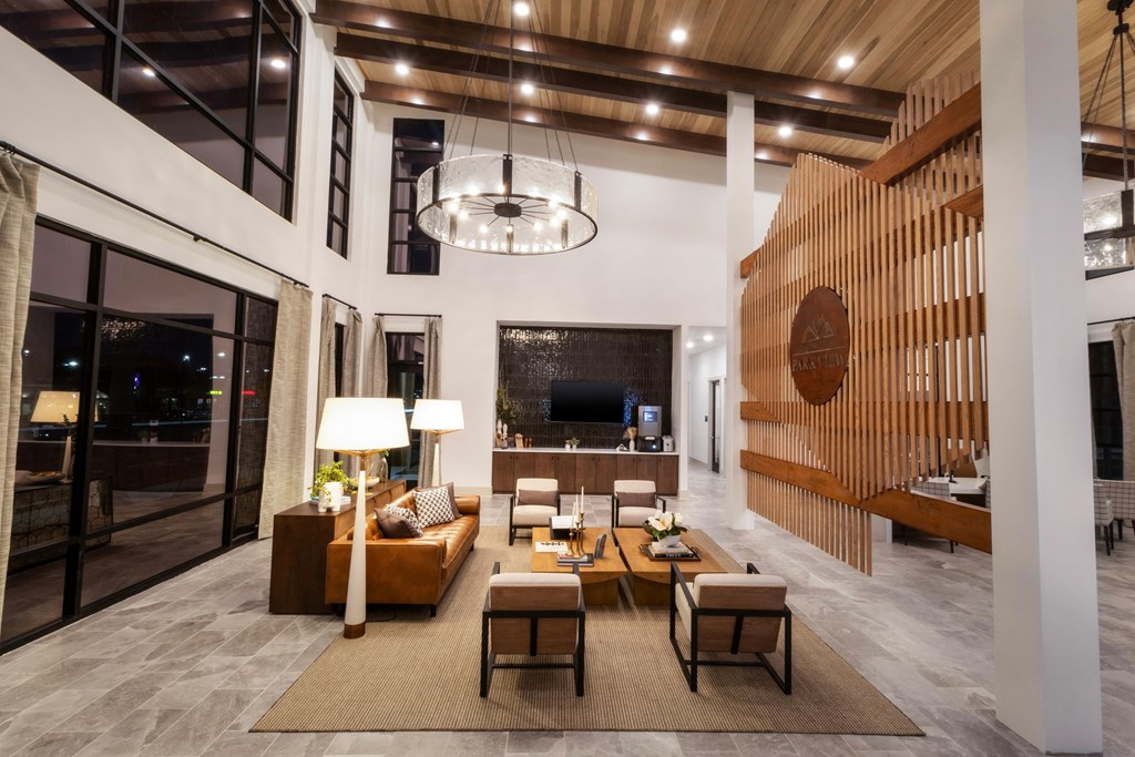 a living room with a couch and a table