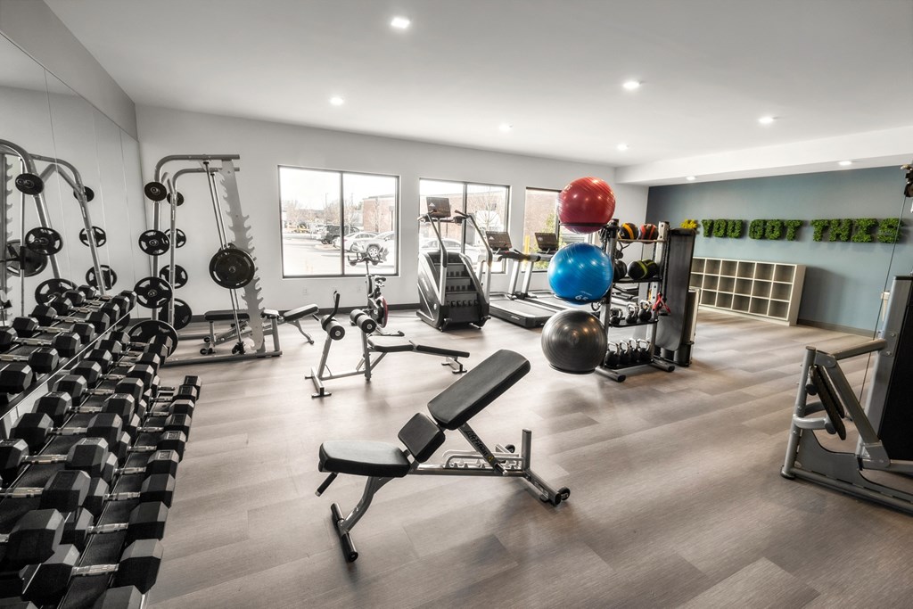 the gym at the flats at obsidian district in long island city