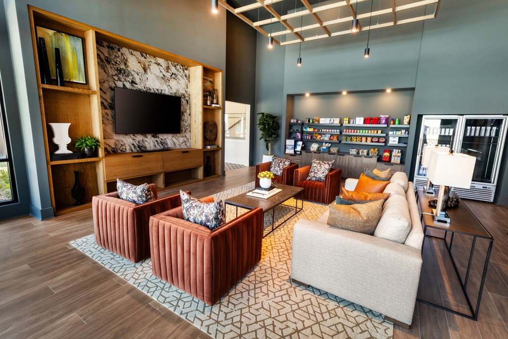 a living room with couches and a tv