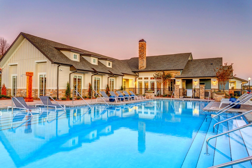 pool at dusk at Creekside at Providence, Tennessee, 37122