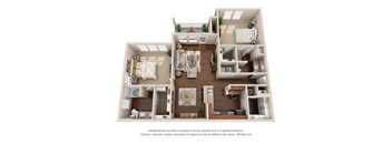 a 3d floor plan of the villas at houston levee west apartments