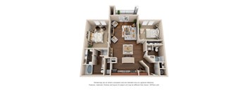 this is a 3d floor plan of a 752 square foot 1 bedroom apartment at the
