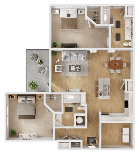 a floor plan of a 3 bedroom apartment