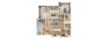 a floor plan of a 3 bedroom apartment