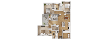 a floor plan of a 3 bedroom apartment