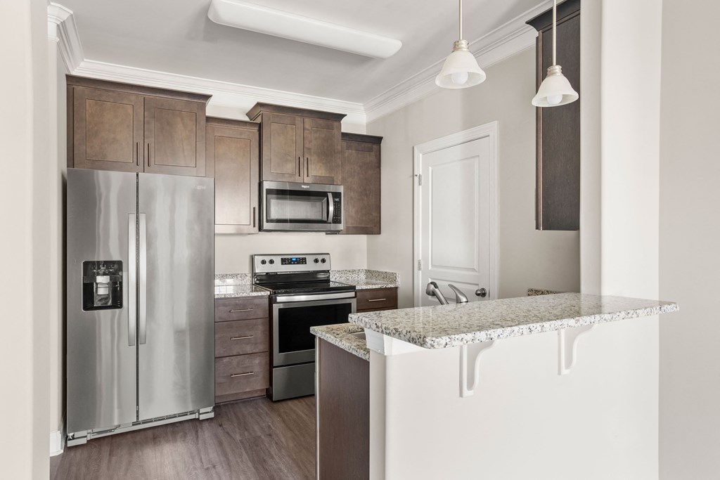 a kitchen in a 555 waverly unit