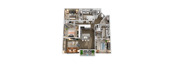 c1 3 bedroom 2 bathroom floor plan