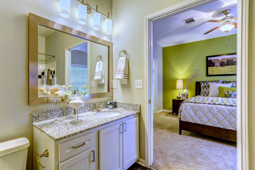 Model Apartment Primary Bedroom with Adjoining  Bathroom