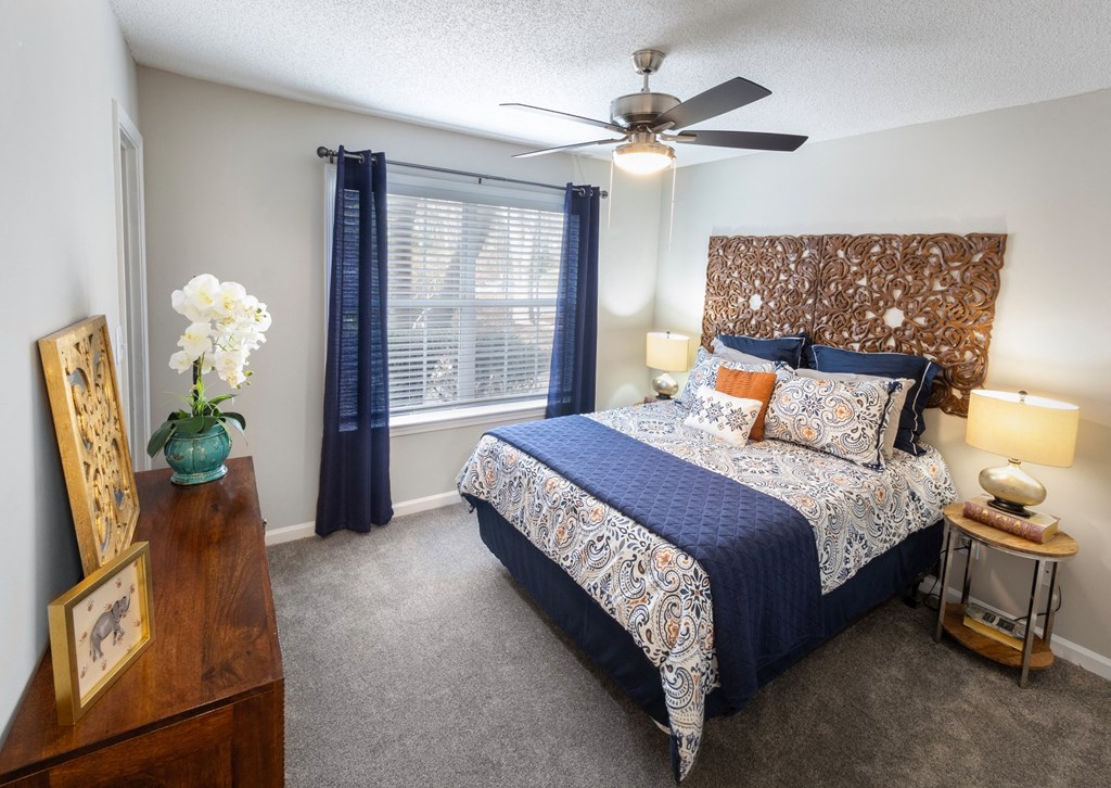 Bedroom With Ceiling Fan at The Point at Perimeter, Dunwoody, GA