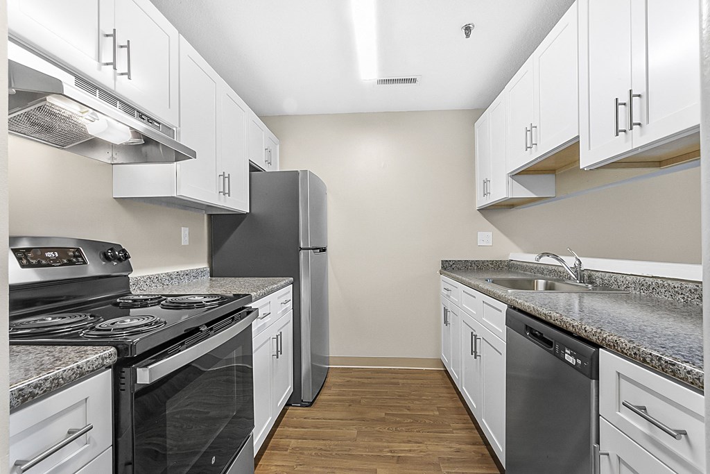 Kitchen at Clocktower and Velvet Mill Apartments, Manchester, Connecticut