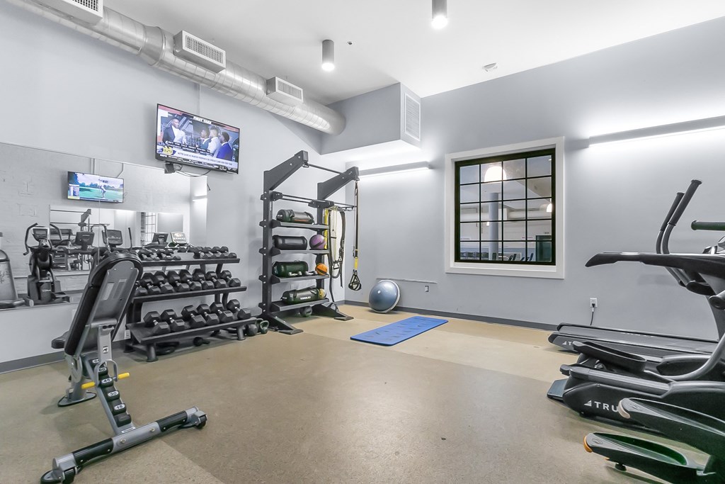 Gym at Clocktower and Velvet Mill Apartments, Connecticut, 06040