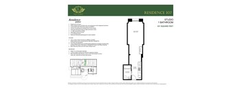 A floor plan for a residence with a studio and 1 bathroom.