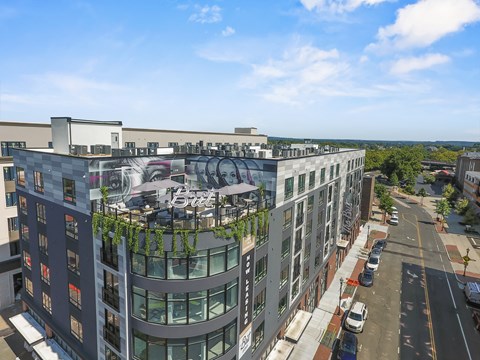 a large building with a large mural on the side of it