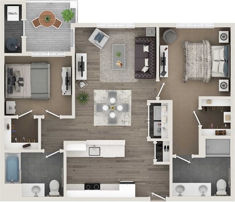 Two Bed Two Bath A at Eden & Main 55+ Apartments, Connecticut, 06489