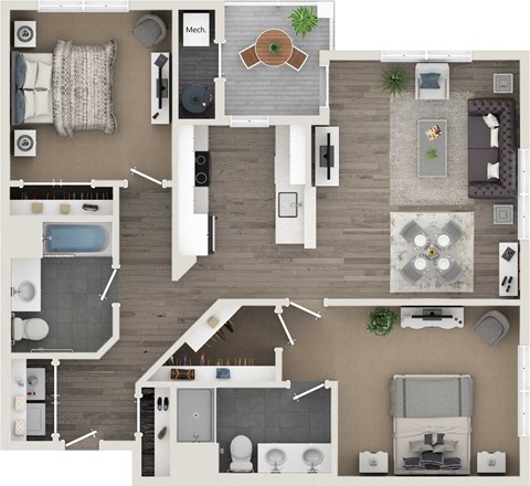 Two Bed Two Bath D at Eden & Main 55+ Apartments, Southington