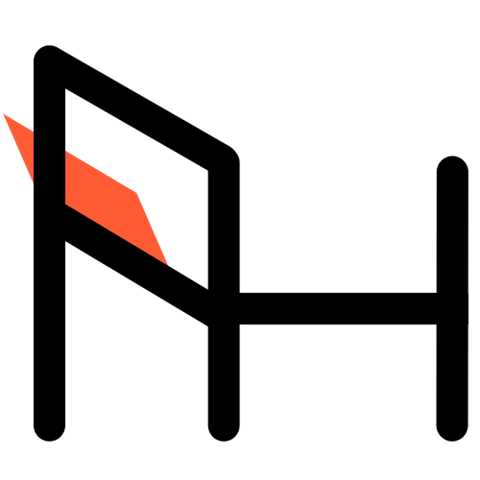 Two orange triangles on a black background.
