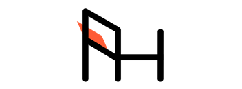 Two orange triangles on a black background.
