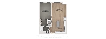 A floor plan of a room with two sections labeled Dream and Gather.