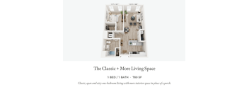 A floor plan of a one bedroom apartment with a bathroom and a living room.