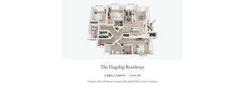 A diagram of a three bedroom, two bathroom residence with a total area of 1,474 square feet.
