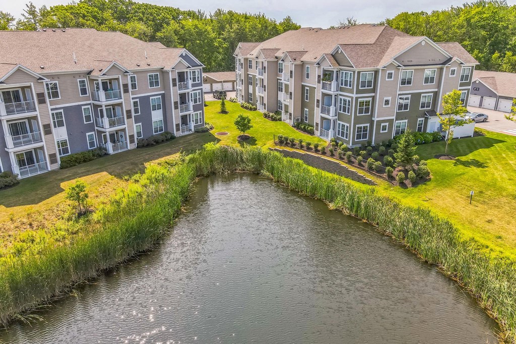 Aerial view of the neighborhood at The Beacon at Gateway Apartments, Scarborough, ME, 04074