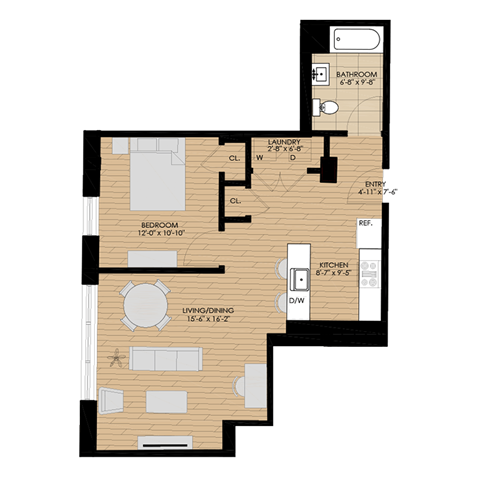Newfield 1 Bed 1 Bath at 1188 Lofts in Bridgeport, CT, 06604