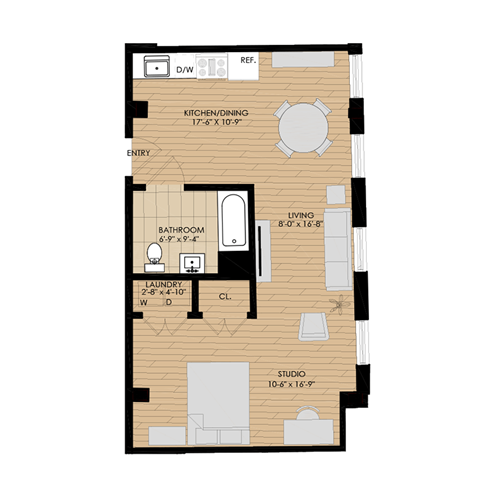 Studio 2 at 1188 Lofts in Bridgeport, CT,