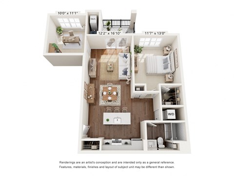 1 Bedroom With Den Layout
