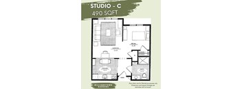 floor plan of the studio c 40 apt
