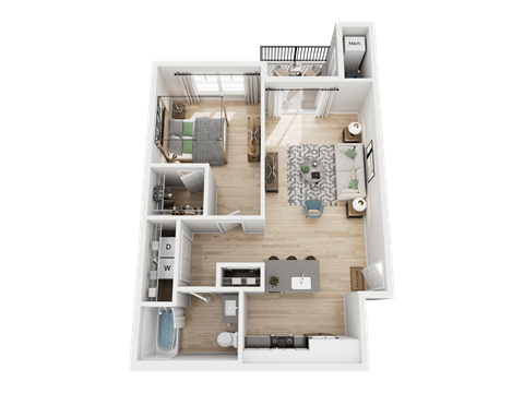 A top-down view of a house layout with labeled rooms.