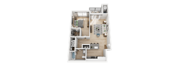 A top-down view of a house layout with labeled rooms.