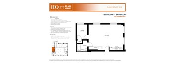 A floor plan for a residence at 275 Pearl Street shows a 1 bedroom/1 bathroom apartment.