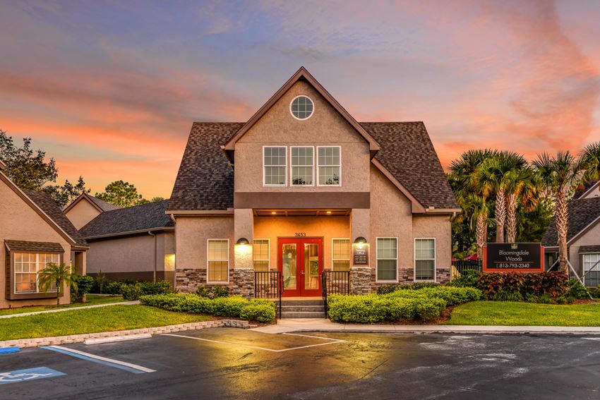 Bloomingdale Woods Apartments Valrico Florida Clubhouse Exterior with Gorgeous Sunset in background Sunset - Photo Gallery