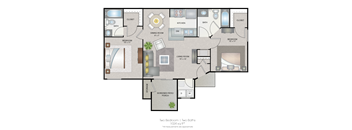 Colonial Pointe Apartments Orlando Florida Two Bedroom Floorplan
