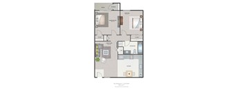 Park Avenue Apartments Tampa Florida Two Bedroom Floorplan 850sf