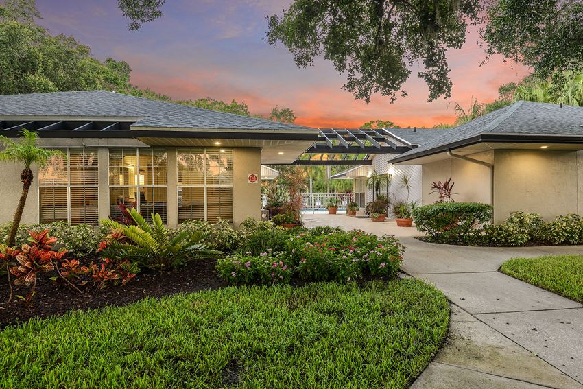 Timber Chase at Sarasota Bay Sarasota Florida Clubhouse with Sunset in Background - Photo Gallery
