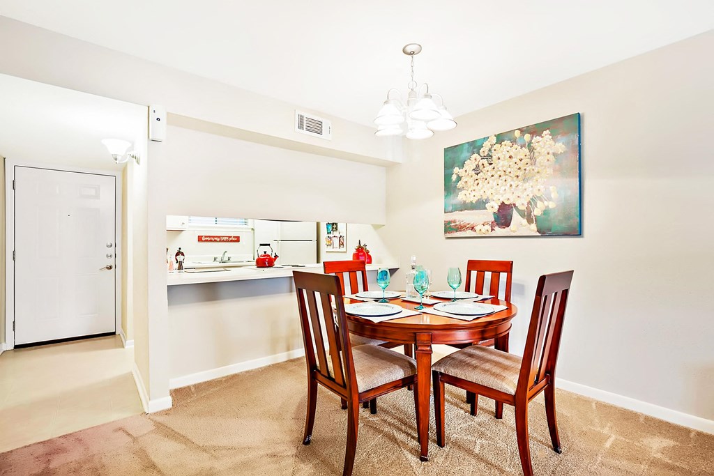 dining area looking into kitchen