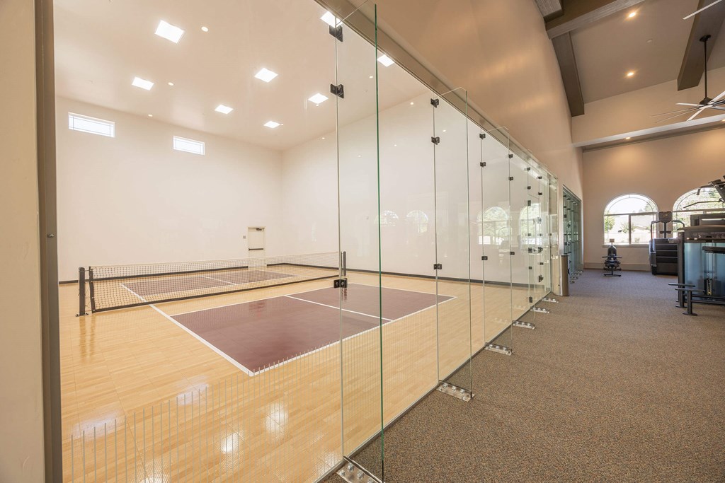 A squash court at The Villas at Ellis Manor, Fresno