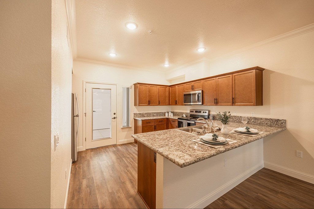 A kitchen with at The Villas at Ellis Manor, Fresno, 93720