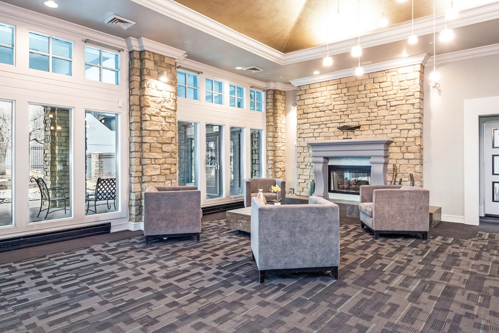 the preserve at gateway living room with fireplace