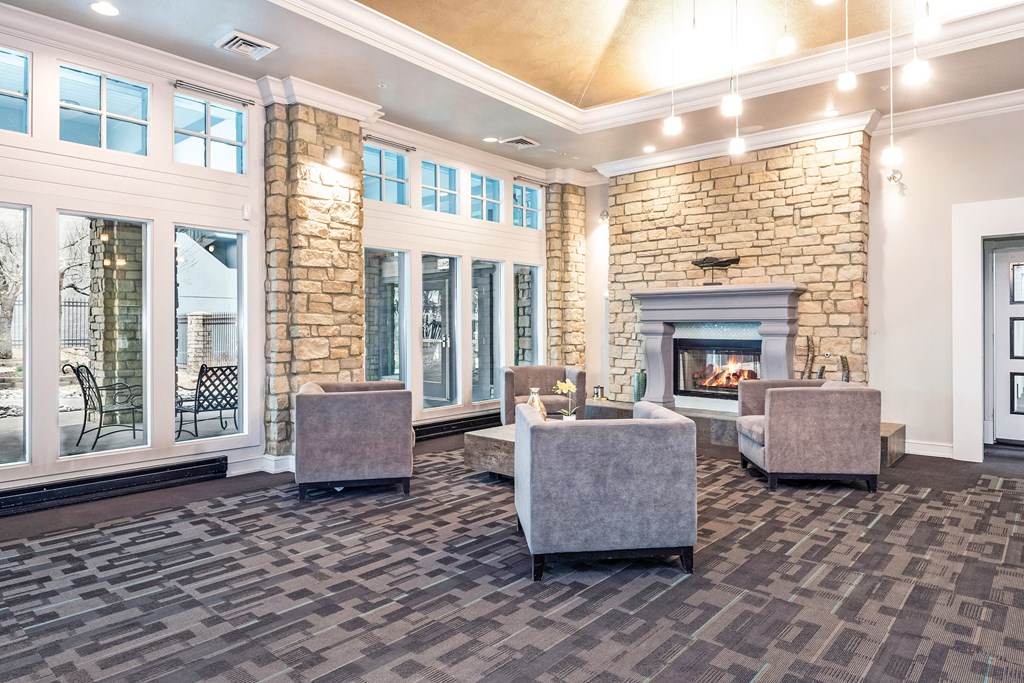 the preserve at gateway living room with fireplace