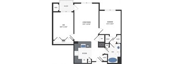 A floor plan of a home with a living room, dining room, kitchen, and bedrooms.